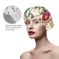 thumbnail image 4 of Kll Bird Butterfly Rose Pattern Shower Cap & Bath Cap For Women,Reversible Oversized Waterproof Shower Caps For All Hair Lengths,Elastic Reusable Bathing Hair Cap, 4 of 9