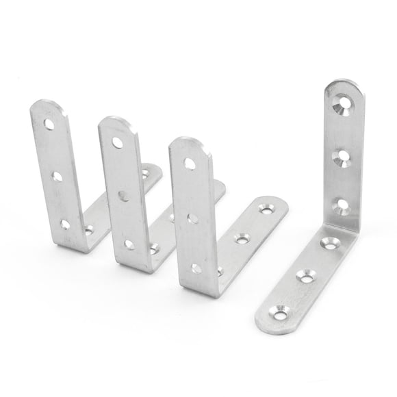 Unique Bargains 4 Pcs Stainless Steel 90 Degree Angle Bracket 80mm x 80mm
