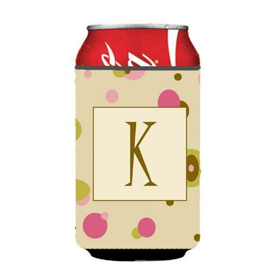 Letter K Initial Monogram - Tan Dots Can or Bottle Hugger