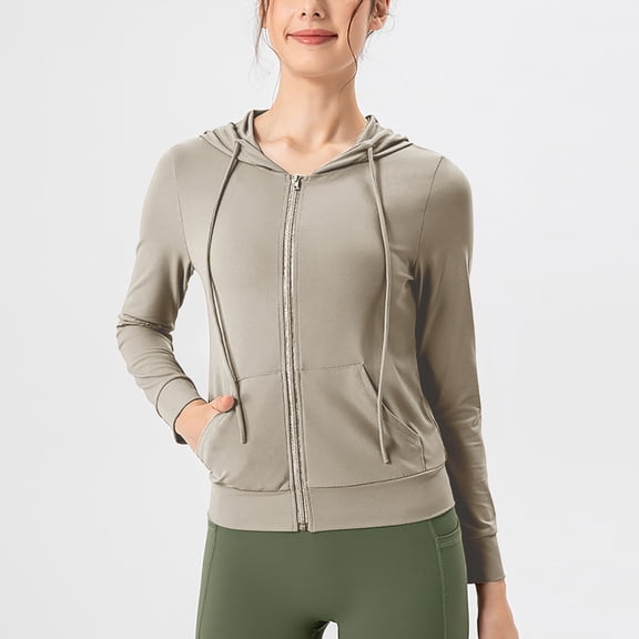 Ladies Yoga Hooded Slim Fitness Clothes High Elastic Breathable Running Jacket Clothes for Women Women Vest plus Juniors Zip up Hoodie Women Turtleneck Hoodie Jackets Long Sleeve Casual Color Women