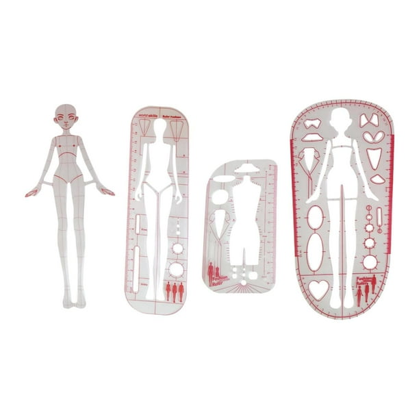 Conjunto de reglas de plantilla de dibujo de moda 4x, diseño de patrones de costura, plantilla de curva francesa Juego de regla para