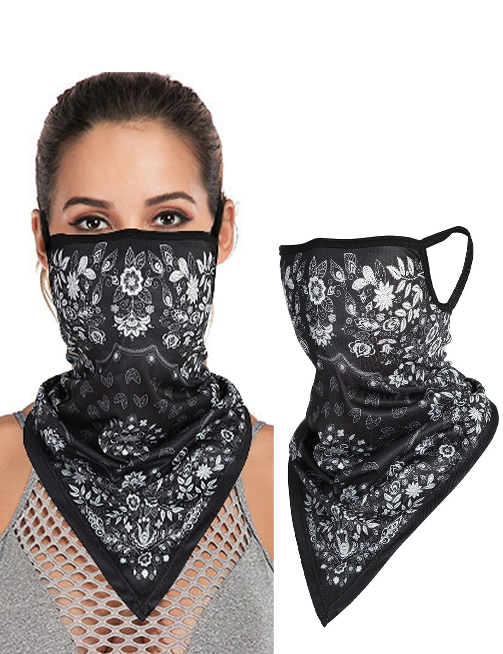 Womens Fashion Face Scarf Mask Neck Gaiter Shield Cool Lightweight Summer Ice Silk Protection Bandana Blue