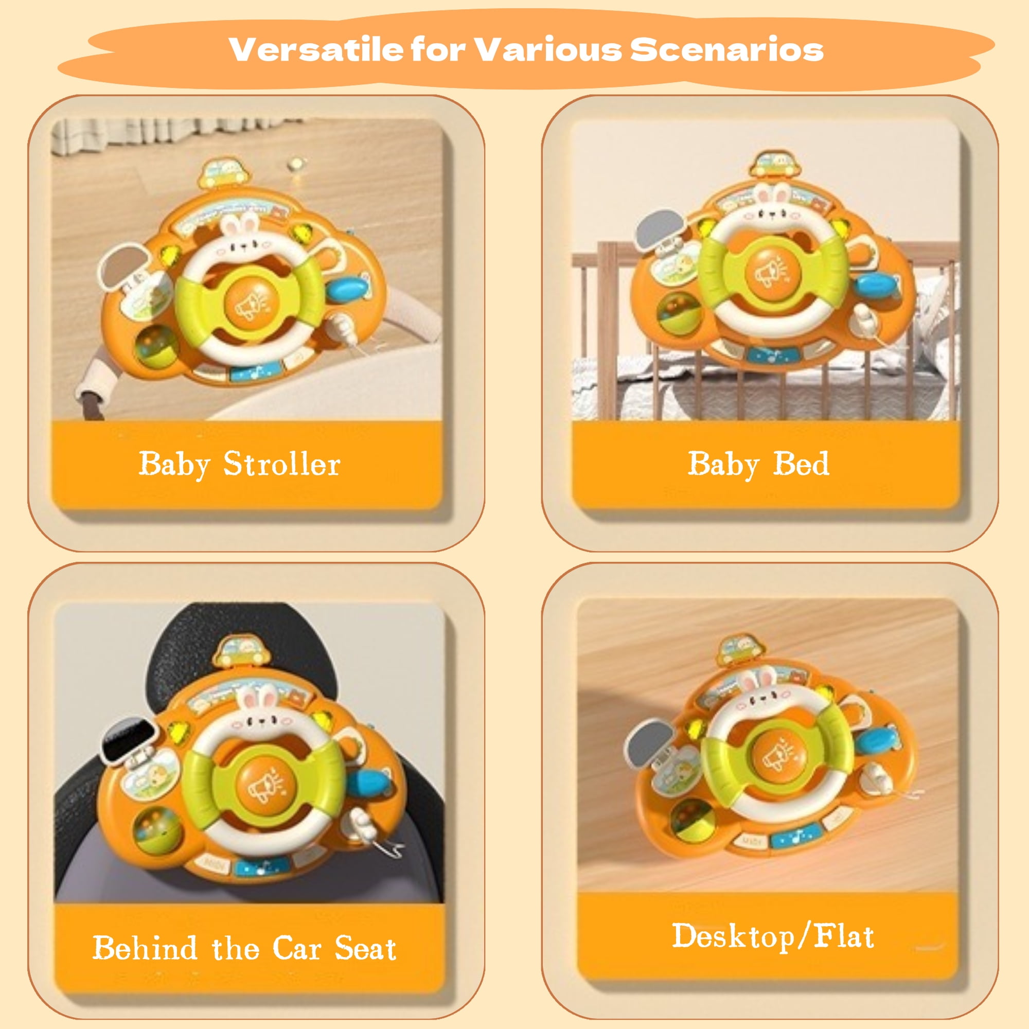 Baby Toys, Baby Activity Station - Turn and Learn Driver with Music & Lights – Sensory Activity Center – Developmental Toys for Babies, Infants – Baby Musical Toys for 6+ Months Boys Girls