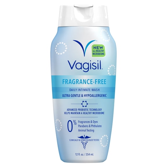 Vagisil Feminine Wash for Intimate Area Hygiene, pH Balanced and Gynecologist Tested, Fragrance-Free, 12 fl oz