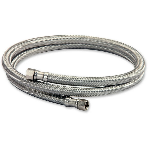 Highcraft 26610-NL Lead Free Stainless Steel Braided Ice Maker Supply Line with Two 1/4" Fittings on Both Ends, 120"