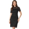 thumbnail image 1 of Vestido Elegante de encaje floral Allegra K Negro L, 1 of 6