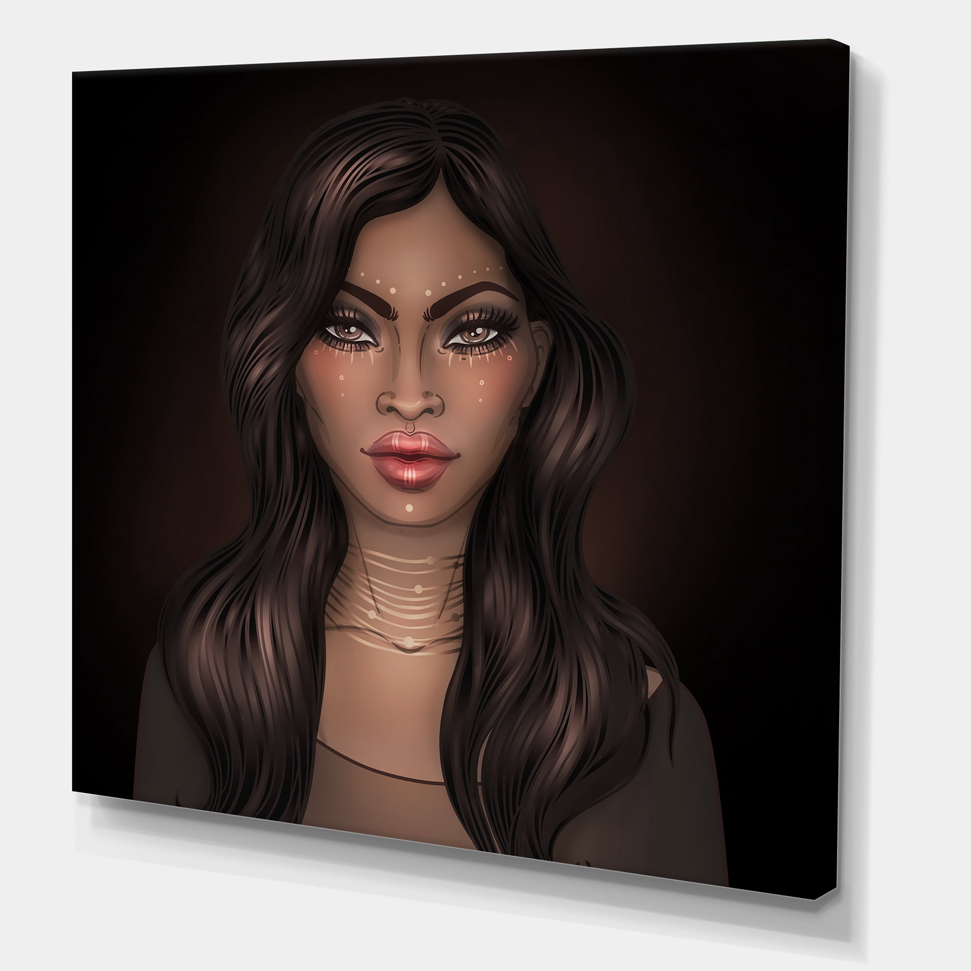Portrait of Afro American Woman IV 36 in x 36 in Painting Canvas Art Print, by Designart
