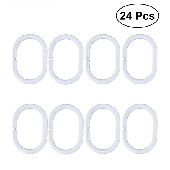 Viveous 24pcs Clear Plastic Shower Curtain Rings C Shape Hooks
