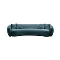 thumbnail image 3 of 102" Modern Sofa Couch, Upholstered Half Moon Curved Living Room Sofa with 2 Throw Pillows, 3-Seat Teddy Fleece Velet Fabric Leisure Couch with Armrest for Living Room, Office, Blue, 3 of 7