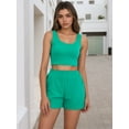 thumbnail image 2 of DARING DIVA Women's 2 Pcs Casual Outfit Set with Tank and Shorts L Green, 2 of 7
