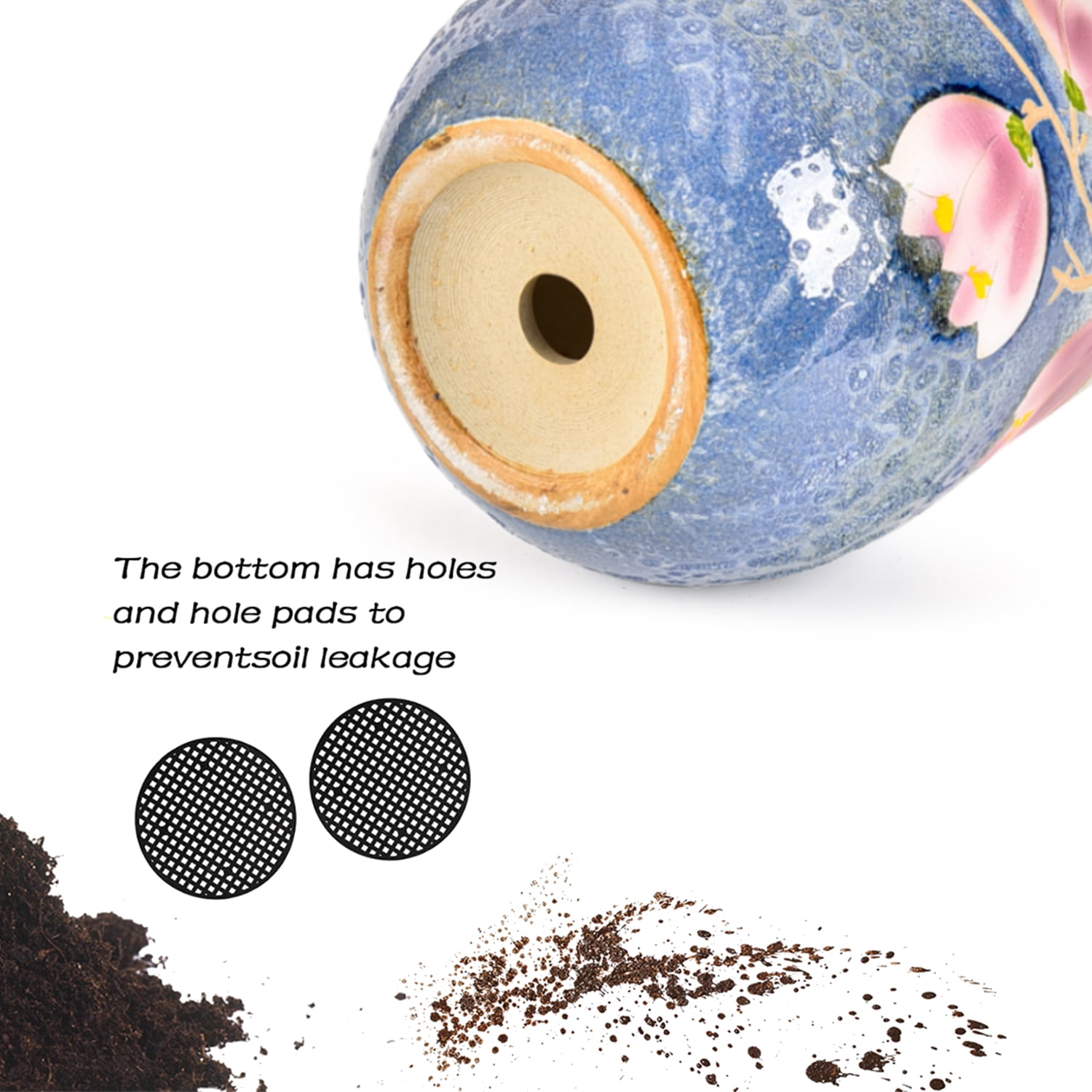Sungmor 10.6 Inch Ceramic Succulent Plant Pot with Drainage Hole, Hand Painted Flower Pots for Plants, Unique Texture Decorative Planter for Indoor and Outdoor, Pottery Vase for Home Office Decor