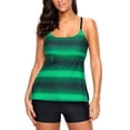 thumbnail image 1 of Coloody Maillots de Bain pour Femmes Haut de Maillot de Bain à Blocs de Couleur Tankini Rayé Maillots de Bain avec Shorts, 1 of 3