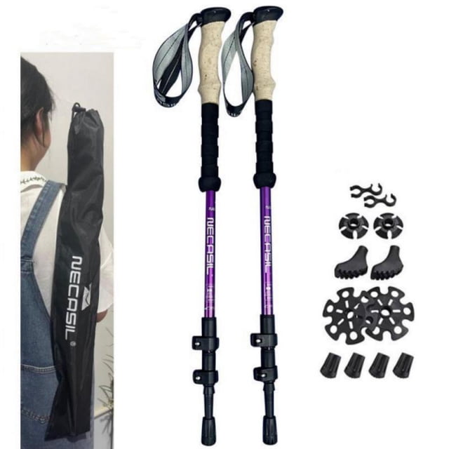 2 Bastones De Trekking De Fibra De Carbono - Ajustables Y Ligeros Para Senderismo Y Montañismo