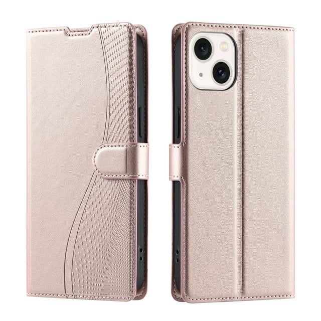 iPhone 13 Étui, Portefeuille en Cuir Pu à Rabat Porte-Cartes Support Magnétique