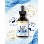 Biotin Liquid Drops 5000mcg | 4 fl oz | Berry Flavor | Vegetarian, Non-GMO & Gluten Free | by Carlyle