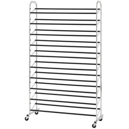 Sandusky 50 Pair Rolling Shoe Rack Chrome Com Sandusky 50 Pair Rolling Shoe Rack