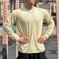 thumbnail image 6 of Pxiakgy t shirts for men Men's Solid Color Round Neck Mesh Breathable Sweat Pullover Base Shirt Running Fitness Basketball Outdoor Training Shirt mens t shirts mens tops Beige + 3XL, 6 of 6