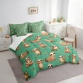 thumbnail image 3 of Manfei Wildlife Sloth 7-Piece Twin Bedding Sets,Green Brown Bedding Comforter Set,Cartoon Animal Breathable Sheet Sets,Microfiber Kawaii Bedroom Decoration,Reversible, 3 of 7