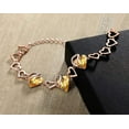 thumbnail image 2 of Leafael 18K Rose Gold Plated Love Heart Link Bracelet Topaz Light Blue Healing Stone Crystal for Clear Mind, Jewelry Gifts for Women, 7" Chain + 2" Extender, 2 of 7