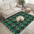 thumbnail image 2 of Area Rugs 4'x6'. Summer Botanical Carpet Runner Indoor Outdoor Rugs Home Decor Aesthetic, Tropical Monstera Leaves Flowers Green Non Slip Mats Washable Accent Rug for Living Room Bedroom, 2 of 8