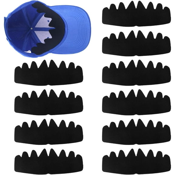 10pcs Black Baseball Caps Inserts Shapers, Felt Reusable & Washable Hat Sweat Liner Flexible Sports Fitted Cap Filler Shaper Hat Sweat Protector Snapback Hat Crown Support Brim Ideal Accessories