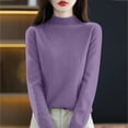 thumbnail image 5 of Stichou Womens Sweaters 2025 Fall Winter Mock Neck Warm Soft Long Sleeve Solid Lightweight Knit Pullover Sweater Dark Purple M, 5 of 5