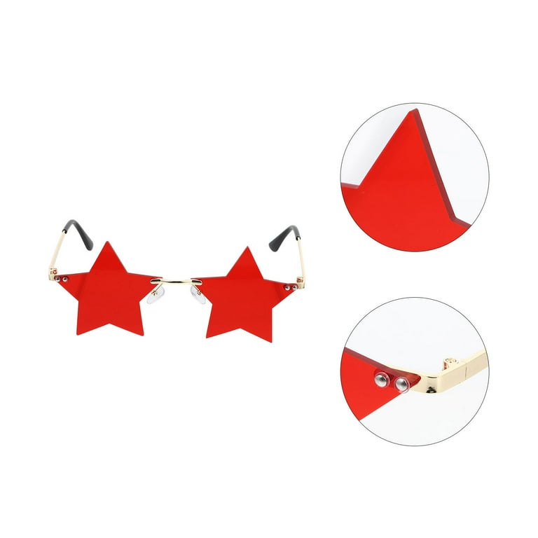 1pair Women Rimless Square Frame Star Detail Fashionable