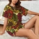 thumbnail image 4 of Fotbe Sunflower Conjunto de Pijama Estampado para Mujer, 2 Piezas, Ropa de Dormir con Camiseta de Manga Corta y Shorts Suaves-Medium, 4 of 6