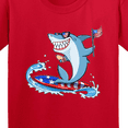 thumbnail image 4 of Inktastic Fourth of July Shark Surfing Youth T-Shirt, 4 of 5