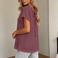 thumbnail image 5 of cfhntfmh Womens Summer V Neck Tops Short Sleeve Sweaters Knit Casual Plus Size Shirts Hollow out Lace Back with Drawstring Trendy Boho Tops, 5 of 7