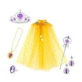 thumbnail image 3 of Disfraz de princesa para niña, capa, corona, collar, pendientes, anillos, juego de 7 piezas Amarillo, 3 of 9