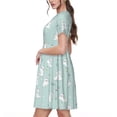 thumbnail image 2 of Uemuo Playing Rabbit Print Womens Summer Dress Casual Swing Short Sleeve Sundresses Beach A-line Shift Dress, 2 of 6