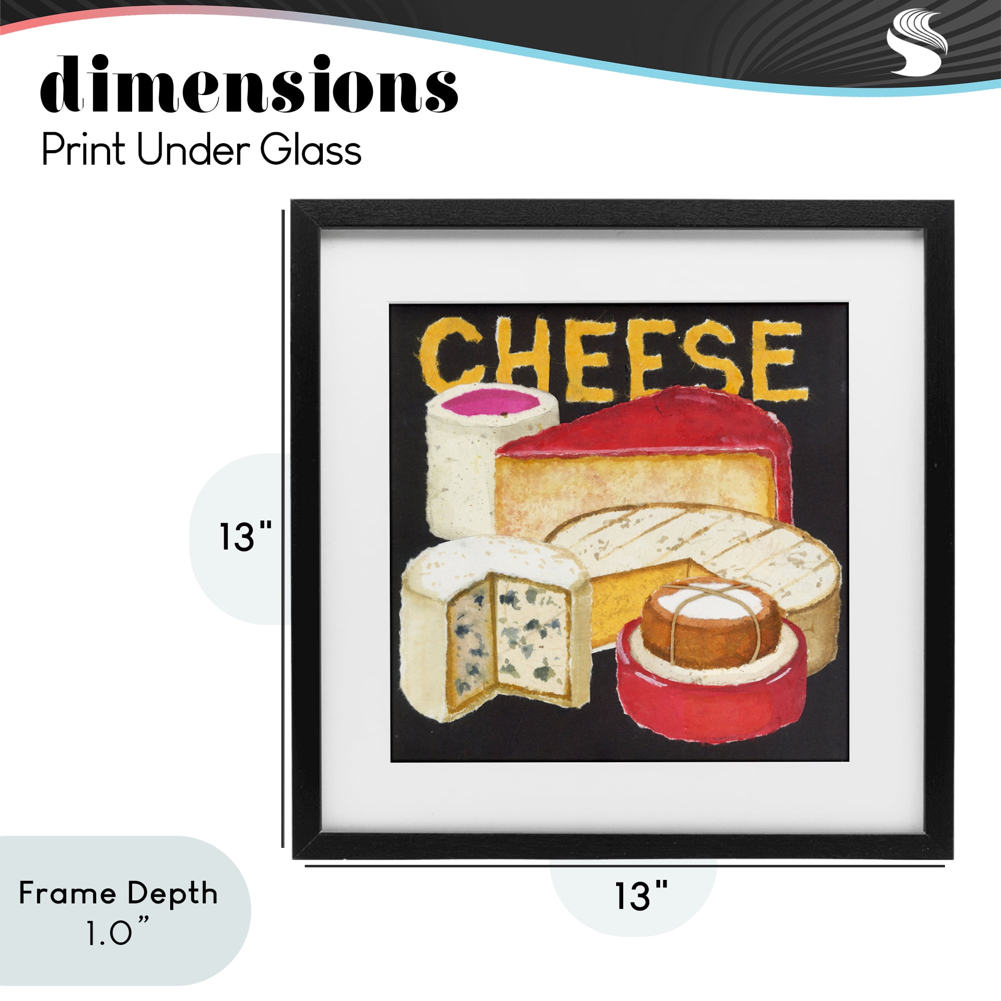 Stupell Industries Assorted Cheese Wheels Black Framed Print Under Glass, design by Nancy Overton