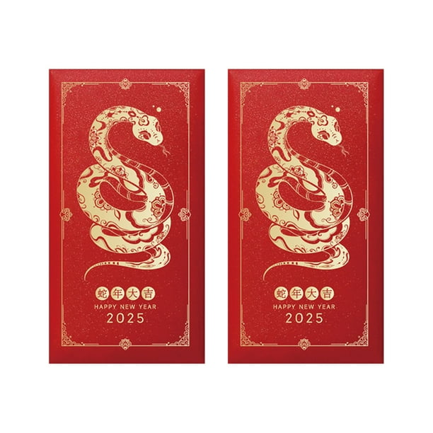 Sobres rojos del Año Chino 2025, paquete rojo de serpiente, sobres para dinero, regalos Hong Bao para el Festival de Primavera, bodas, cumpleaños, con 5 diseños (10 unidades)
