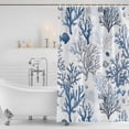thumbnail image 4 of Blue Coastal Waterproof Fabric Shower Curtain,Summer Nautical Ocean Beach Coral Fish Waterproof Fabric Shower Curtain for Bathroom Curtains Bathtubs Hotel Shower Curtains with 12 Hooks Standard 60x72, 4 of 8
