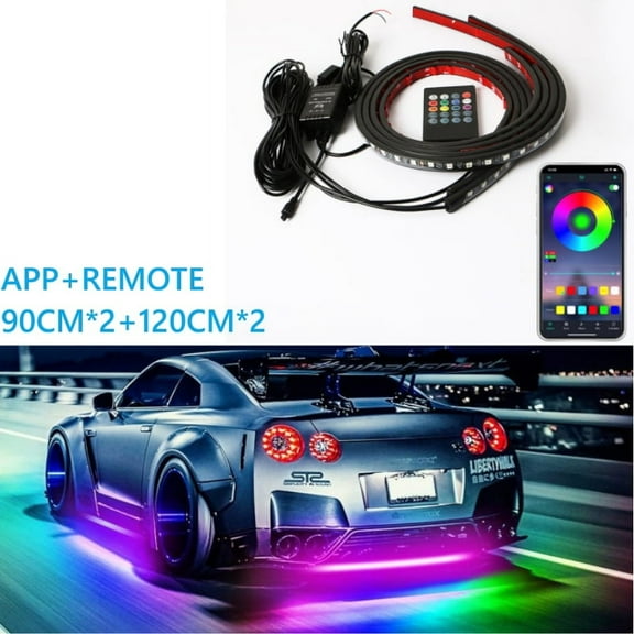 Car underglow neon accent strip light led underbody remote/app control rgb neon lights decorative ambient atmosphere lamp 12v