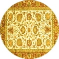 thumbnail image 1 of Ahgly Company Machine Washable Indoor Round Abstract Yellow Modern Area Rugs, 7' Round, 1 of 4