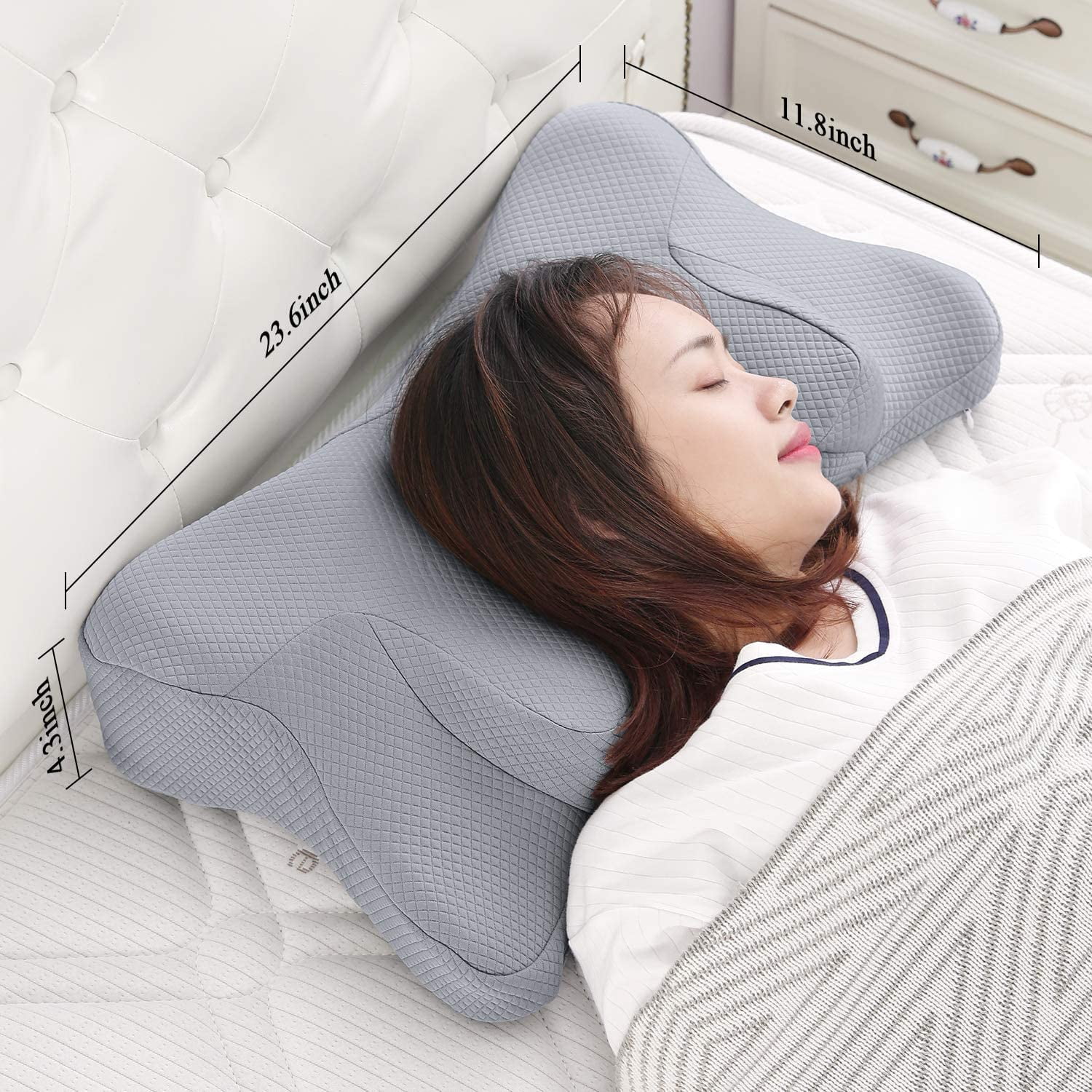 Butterfly Shaped Pillow Memory Foam Pillow Anti Snoring Cervical Orthopedic Neck 