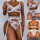 thumbnail image 2 of Conjunto de lencería de malla exquisita para mujer, sujetador, liga y bragas, picardías, ropa de dormir recortada Fridja nalpqowj38744, 2 of 9