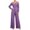 Purple, variant on Tqcoqu Women's Cold‑Shoulder Jumpsuit, Contrast Piping Long Sleeve Wide Leg Floor Length Jumpsuit with Large Patch Pockets