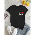 thumbnail image 2 of Camiseta elegante con estampado de corazones para mujer: camiseta informal de manga corta con cuello redondo, top cómodo de verano, camisetas informales, 2 of 6