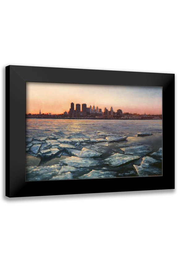Braithwaite, Bruce 14x11 Black Modern Framed Museum Art Print Titled - Ice Floes on the Delaware, Philidelphia