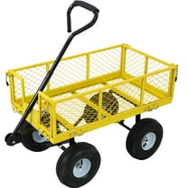 LiviNest Steel Garden Cart with Removable Sides: Heavy Duty 550 lb Capacity Utility Wagon - 3 cu ft Yellow Foldable Yard Cart for Elderly Gardening & Farm Transport