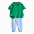 thumbnail image 4 of Tranfacy Tenues d'Été pour Filles Couleur Unie Col Rond Manches Courtes Haut Décontracté avec Pantalon Taille Élastique Ensemble Mode, 4 of 7