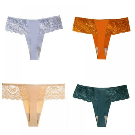

Xmarks Lace Thongs for Women Thong Underwear Women Lace Panties Women Underwear Cotton Thongs for Women 4 Pieces 105-125LBS
