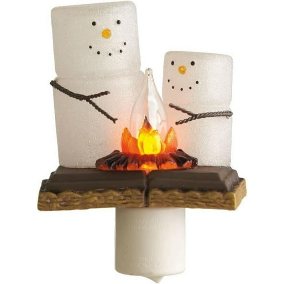 S'MORES SNOWMAN CAMPFIRE Electric Night Light, by Ganz
