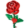 thumbnail image 4 of Brickcraft Red Long Stem Rose Brick Building Kit (102-Plastic Piece Set), Seasonal Gift for His & Hers, Customizable Heart Pendant with Chain, Artificial Flower Craft, 4 of 12