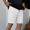 thumbnail image 2 of Besolor Men's Shorts Summer Lightweight Casual Thin Breathable Elastic Waist Drawstring Workout Running Knee Length Shorts with Pocket(X-Large,White), 2 of 5