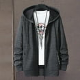 thumbnail image 2 of IYTR Mens Jackets Long Sleeve Jacket Zipper Hooded Neck Loose Hooded Drawstring Jackets with Pocket Solid Color Dark Gray XXXL, 2 of 6