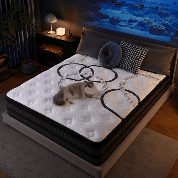 GREOO Queen Mattress 12" Hybrid Mattress in a Box Gel Memory Foam and Pocket Springs with Motion Isolation, Medium Firm, Pressure Relief, CertiPUR-US® Certified Inner Foam